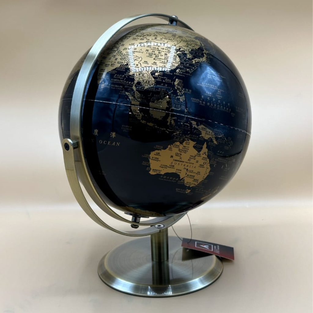 Sophisticated Black & Gold World Globe - Modern Desk Decor & Educational Statement Piece