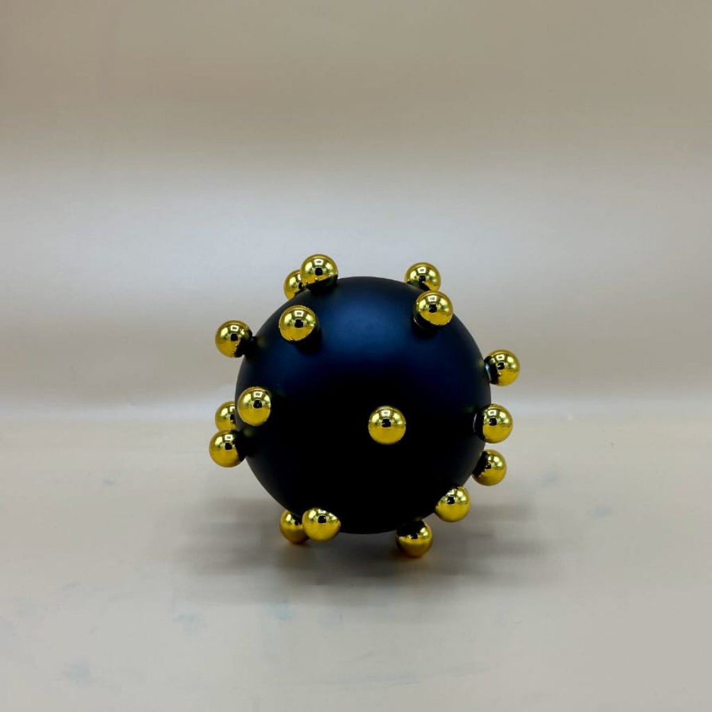 Bold Black & Gold Spiked Sphere Decor - Modern Avant-Garde Tabletop Accents