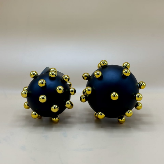 Bold Black & Gold Spiked Sphere Decor - Modern Avant-Garde Tabletop Accents