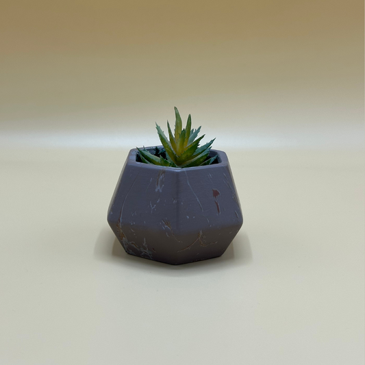 Modern Geometric Pot with Artificial Succulent