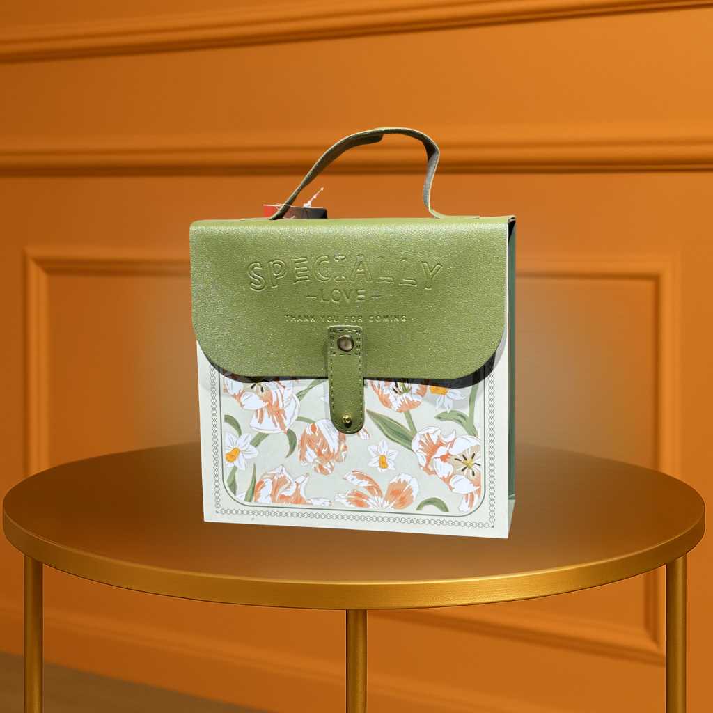 Specially - Love" Floral Flap Gift Box with Green Handle - Unique Gifting Experience