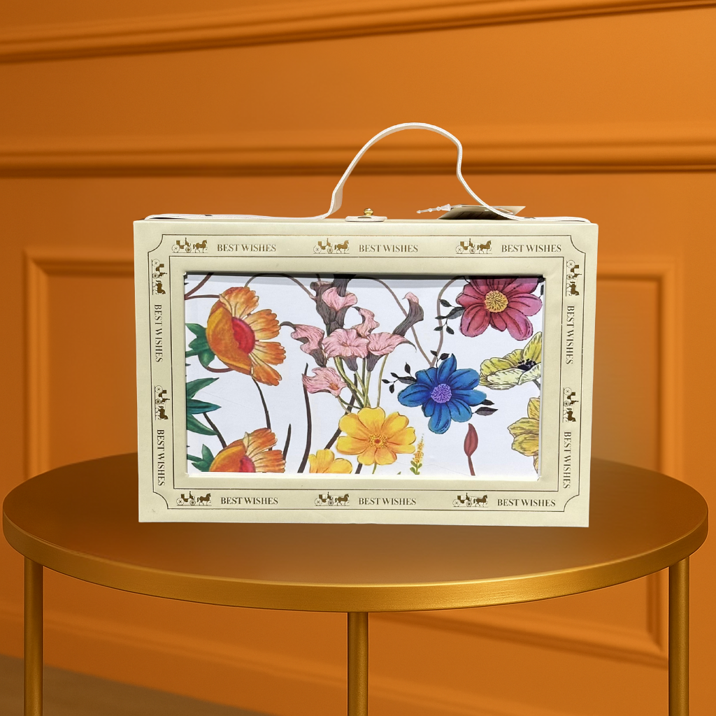Best Wishes" Vibrant Wildflower Gift Box with Top Handle - Window Display Ready
