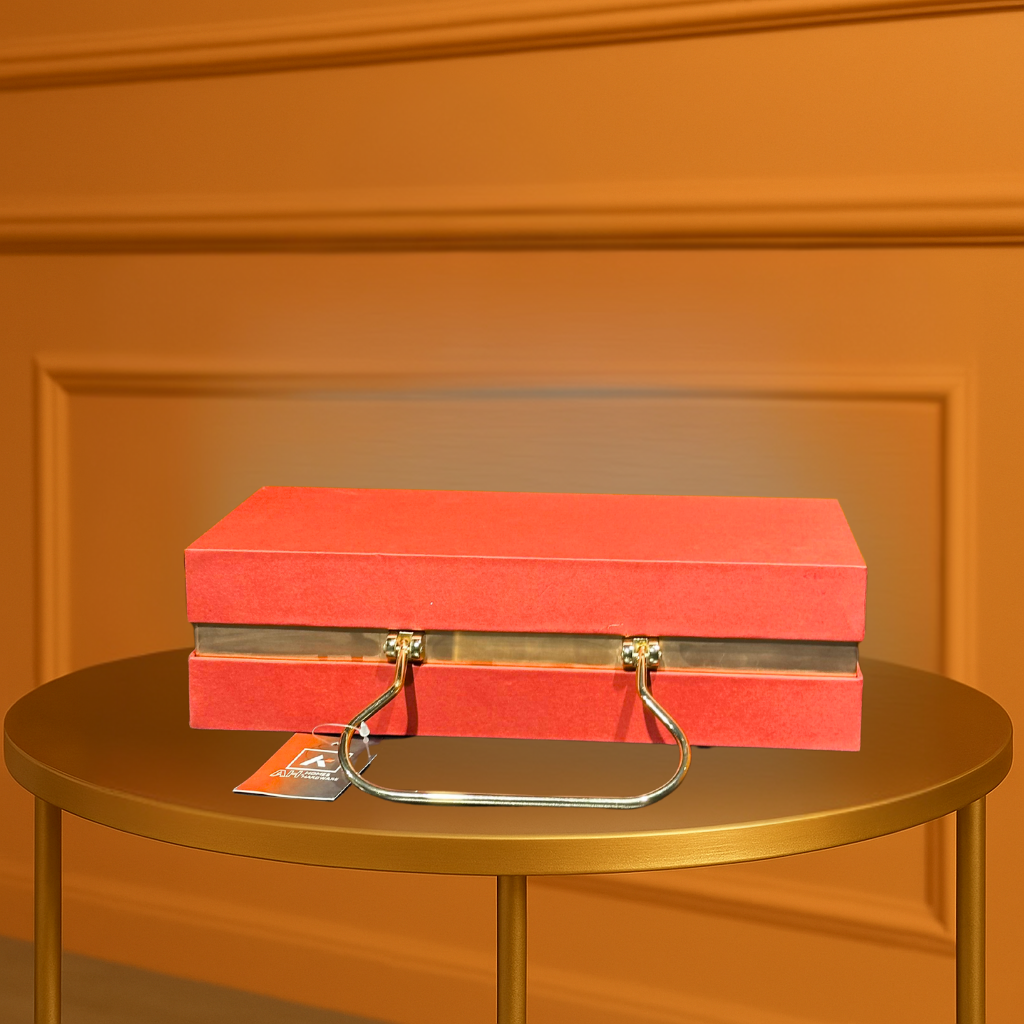 Elegant White Embossed Rose Gift Box with Silver Handle & Heartfelt Message