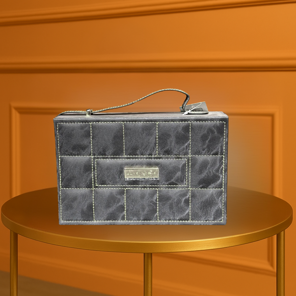 Luxury Quilted-Look Gift Box with Top Handle & Metallic Logo Plaque - Radiant Pink/Red