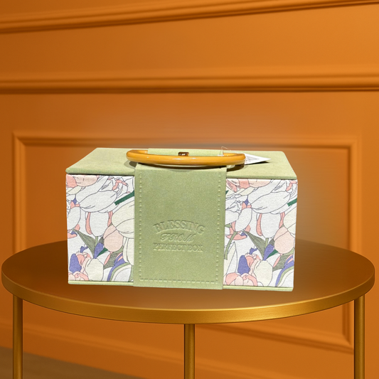 Blessing from Perfect Box" Elegant Tulip Floral Gift Box with Top Handle & Textured Wrap