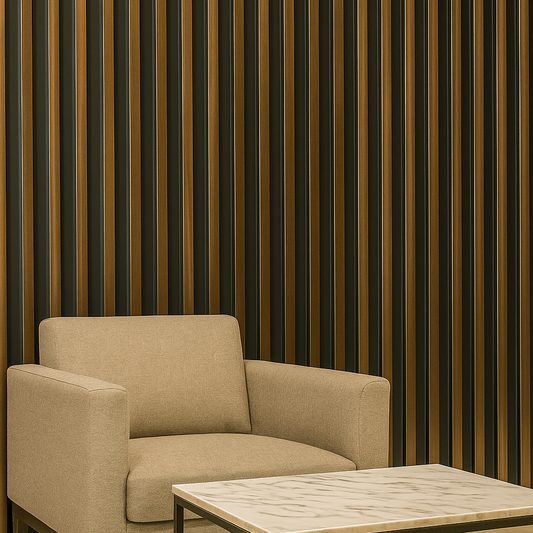 Contemporary Black & Bronze/Gold Ribbed Wall Panel | Dual Tone Accent Cladding