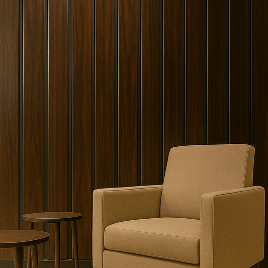 Luxurious Dark Wood Slatted Wall Panel | Deep Tone Modern Cladding