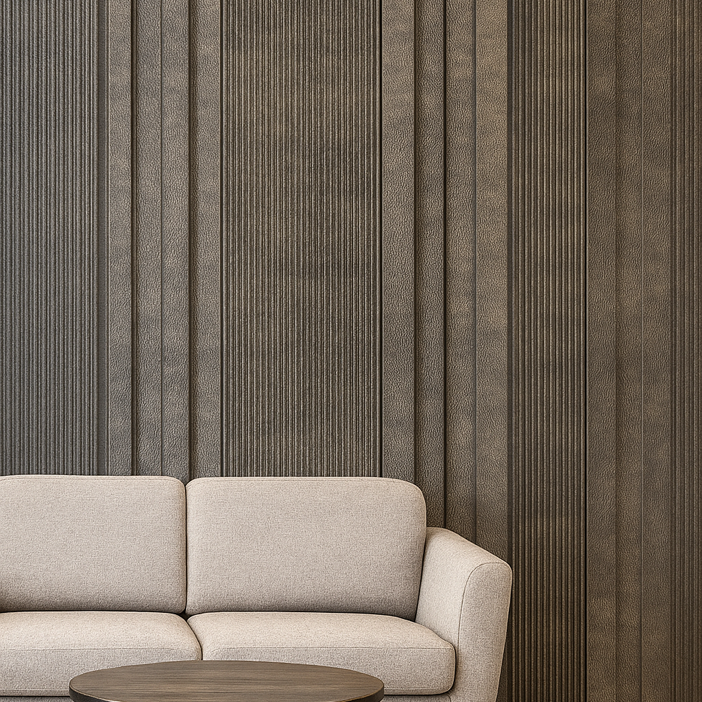 Sophisticated Dark Brown Ribbed Wall Panel | Elegant Vertical Texture