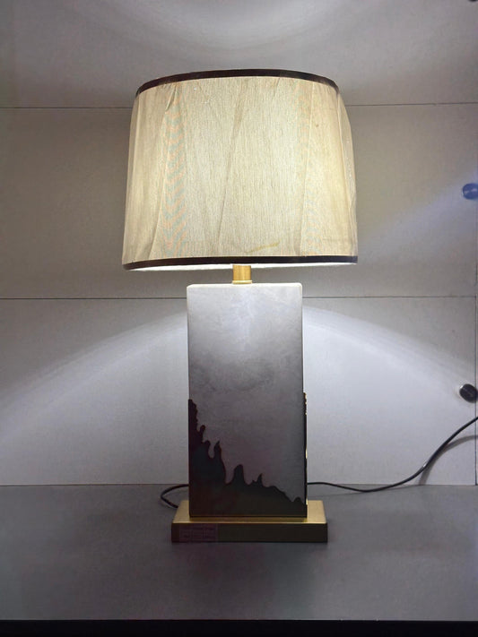 Classic Bronze-Tone Bedside Table Lamp - Textured Base & Traditional White Shade