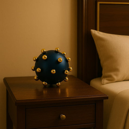 Bold Black & Gold Spiked Sphere Decor - Modern Avant-Garde Tabletop Accents