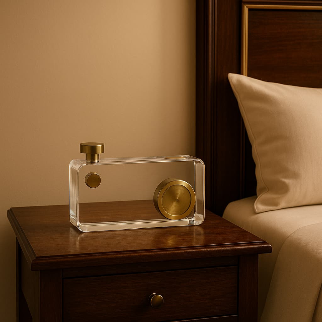 Chic Clear Acrylic & Brass Decorative Camera Set - Modern Artistic Tabletop Accents