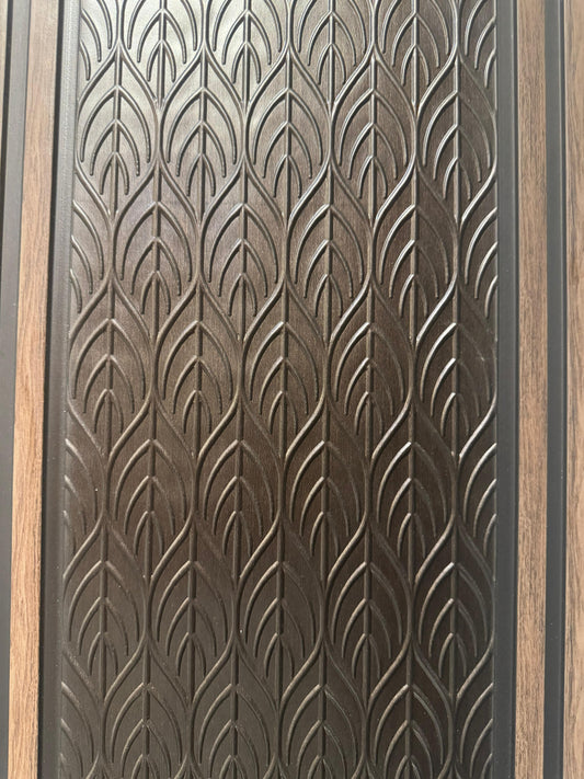 Luxurious Embossed Leaf Pattern Wall Panel | Golden Olive Art Deco Design