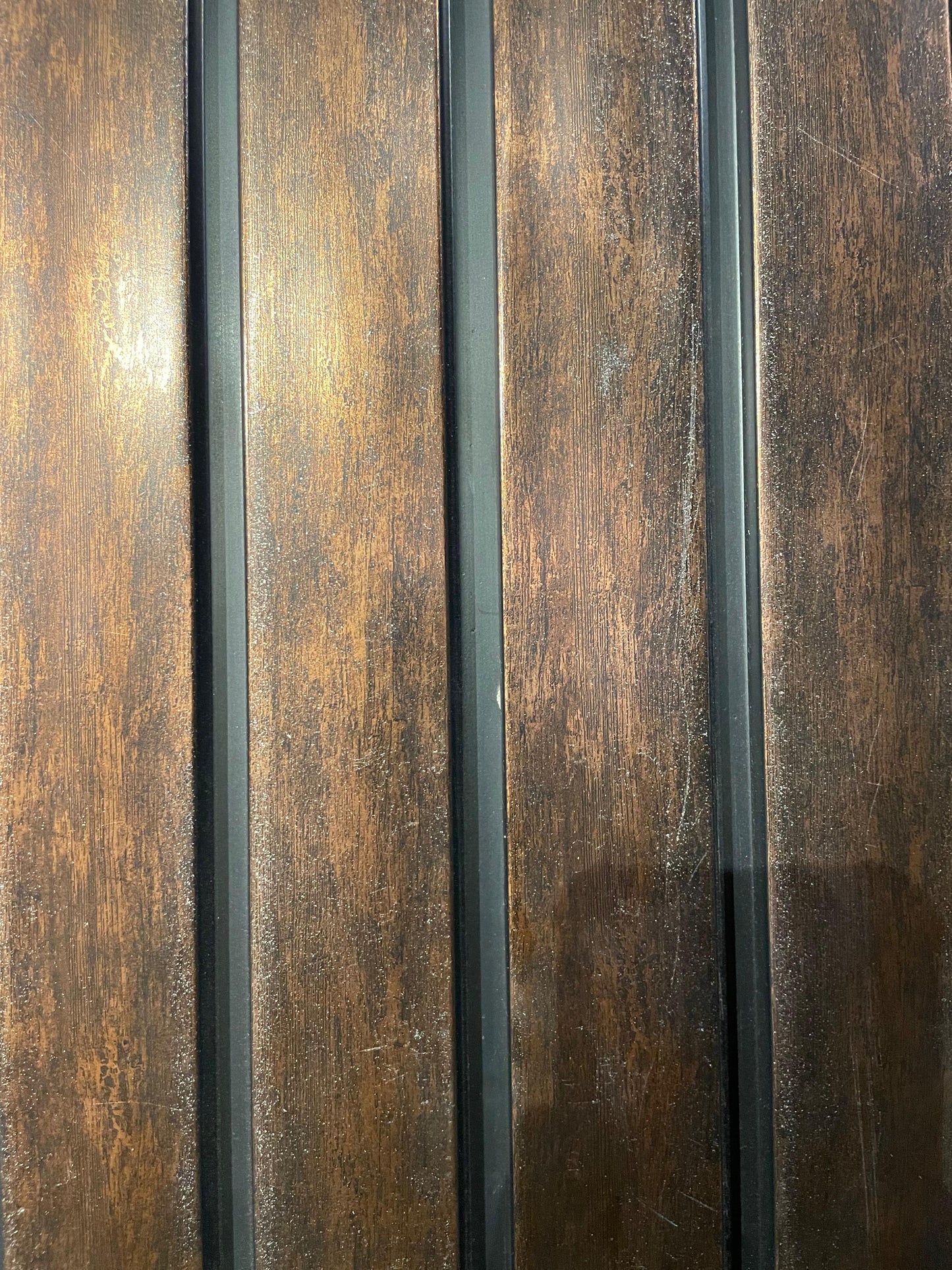 Elegant Dark Wood Slatted Wall Panel | Modern Accent Wall Cladding